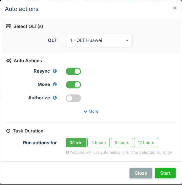 Auto actions with Move and Resync on