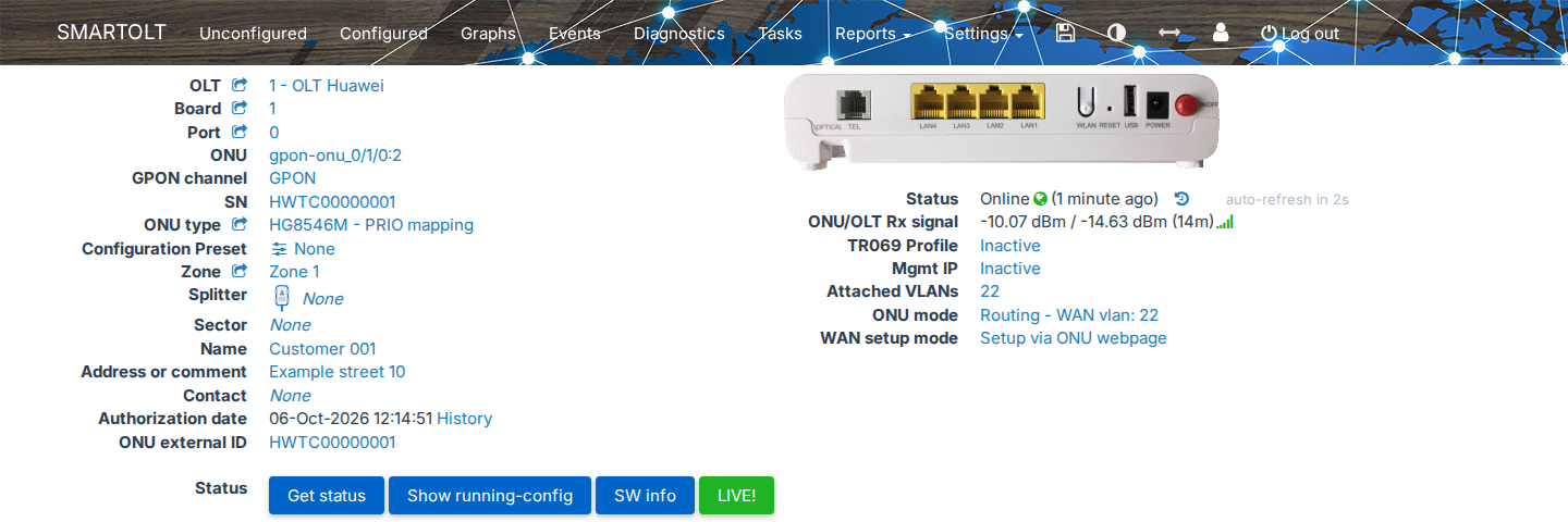 ONU page, upper part