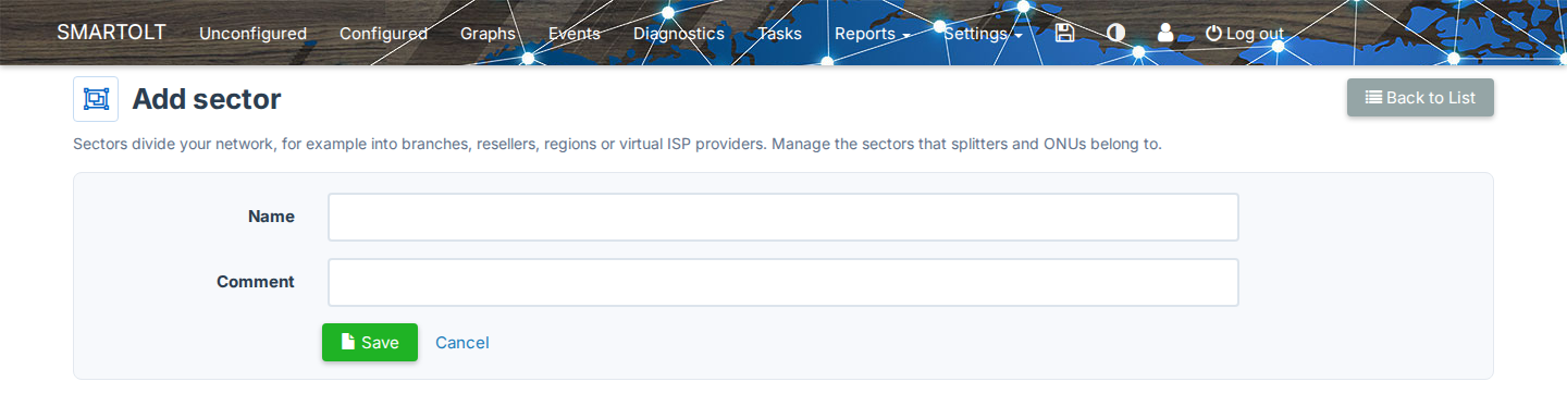 Add sector form