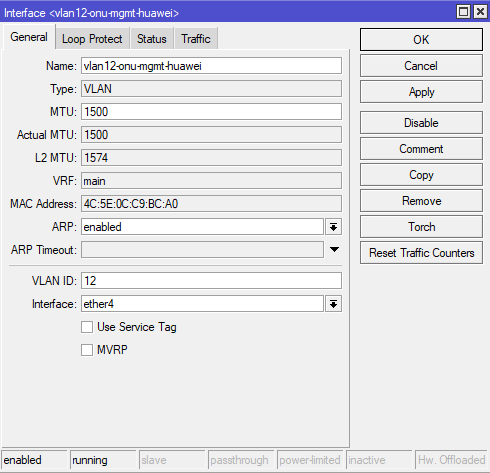 VLAN 12 interface on ether4