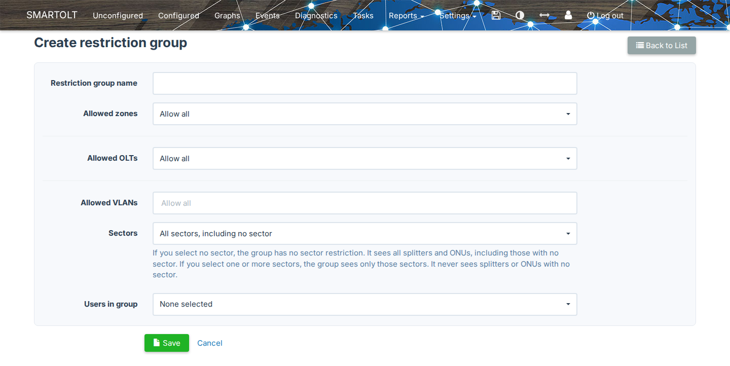 Create restriction group