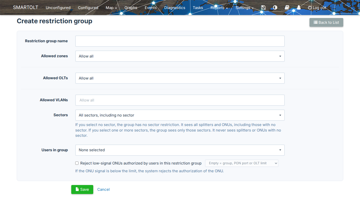 Create restriction group