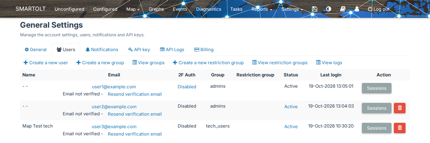 Settings → General → Users