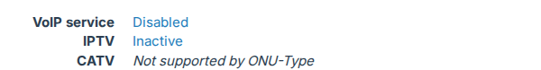 ONU page with VoIP service Disabled