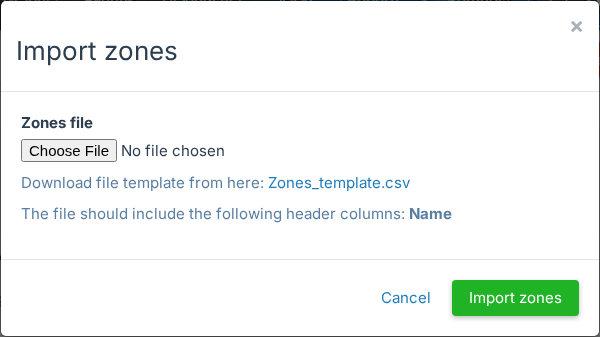 Import zones