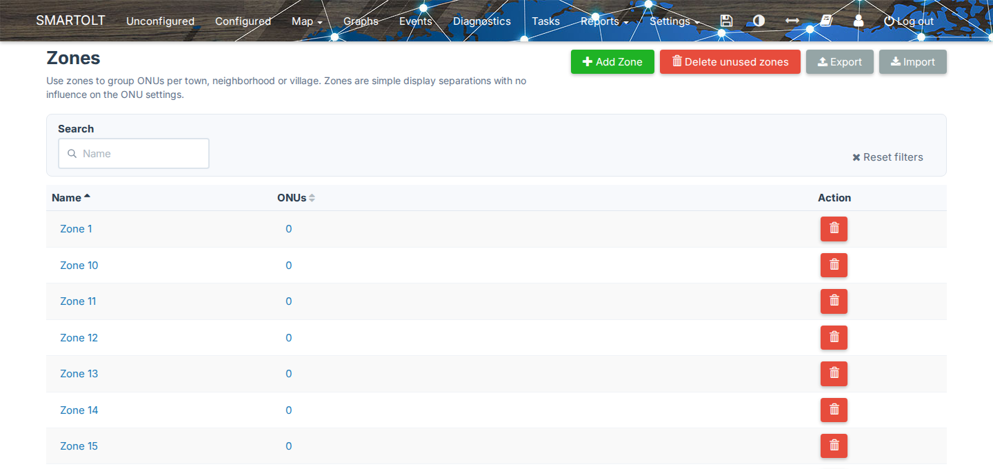 Settings → Zones