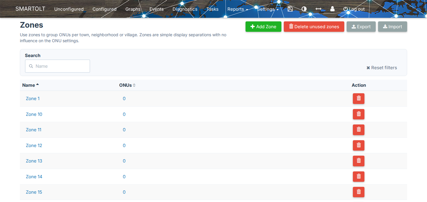 Settings → Zones